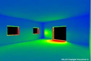 הדמיית חדירת אור מחלונות קיר